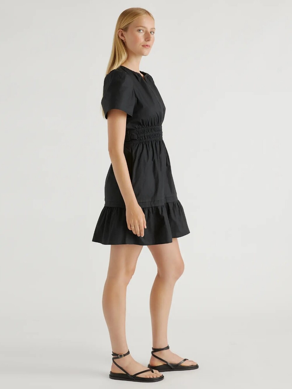 Quince  Poplin Tiered Mini Dress 100% Organic Cotton